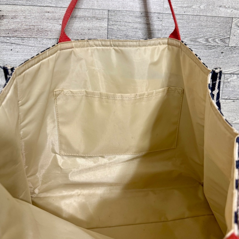 Spartina 449 Hilton Head Market Tote Navy Bag Coral Straps Mermaid Charm Coastal - Picture 8 of 10